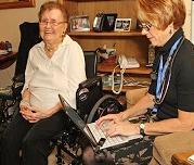 Patient Helen gets a regular checkup from Ginger Harris.