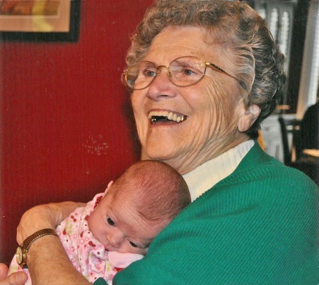 Irene thoroughly enjoying a moment with her great granddaughter, Emily.