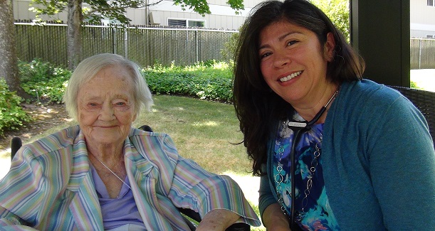 Helen Grubb, left and Maria Bucio, NP enjoying a beautiful afternoon. 